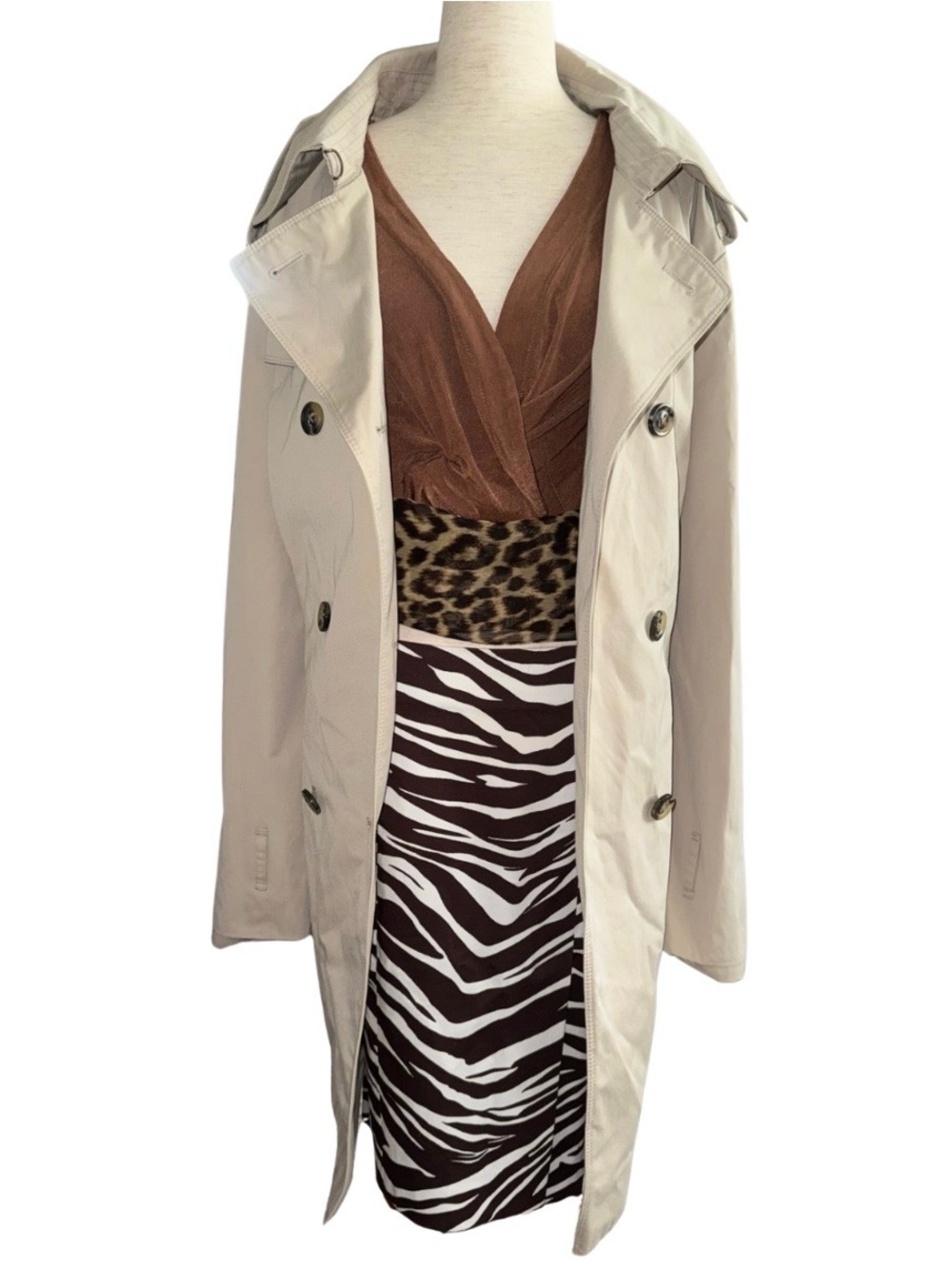 Y2K Bebe Zebra Print Pencil Skirt Brown White
Made‎ USA Cotton Stretch
